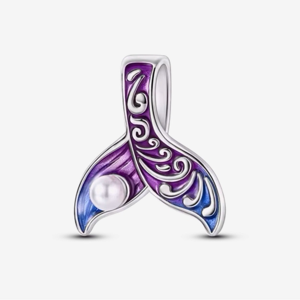 Bracelet Charm Mermaid Tail with Pearl Sterling Silver - Picture 8 of 8